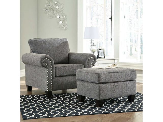 Agleno Charcoal Chair & Ottoman Set - Ornate Home