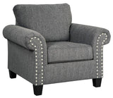 Agleno Charcoal Chair & Ottoman Set - Ornate Home