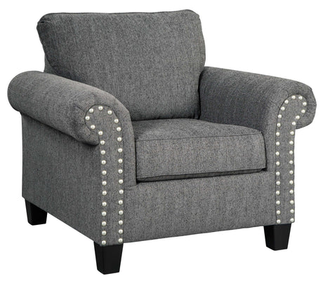Agleno Charcoal Chair & Ottoman Set - Ornate Home