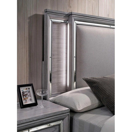 Alanis Gray 4pc Queen Bedroom Set w/ LED Light Trim - Ornate Home