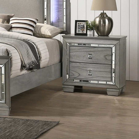 Alanis Gray 4pc Queen Bedroom Set w/ LED Light Trim - Ornate Home