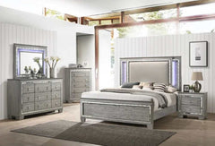 Alanis Gray Queen Bed w/ LED Light Trim - Ornate Home