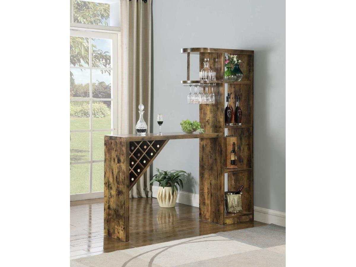 Alba Antique Nutmeg Bar Table w/ Storage - Ornate Home