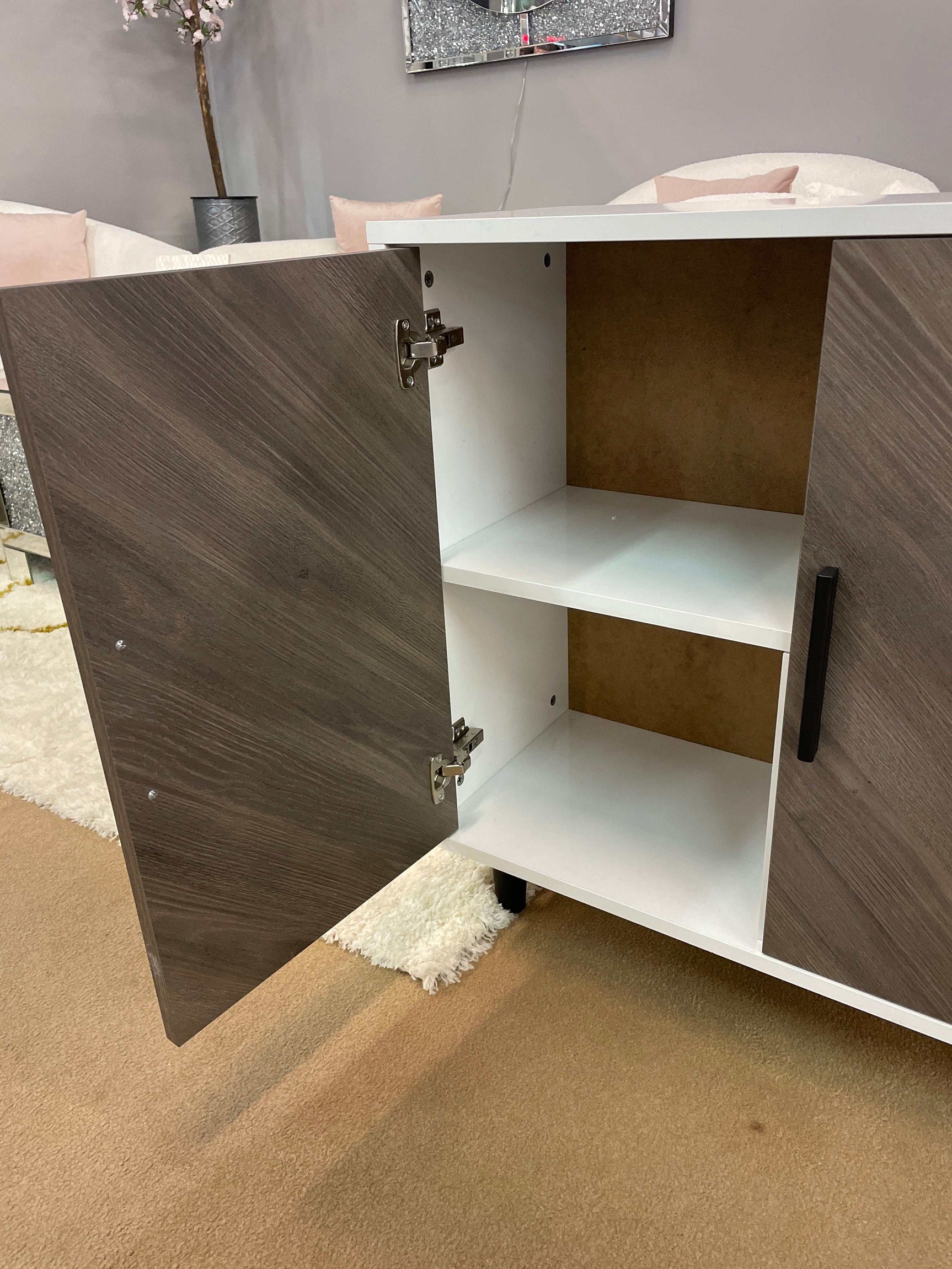 Alba White & Oak Cabinet - Ornate Home