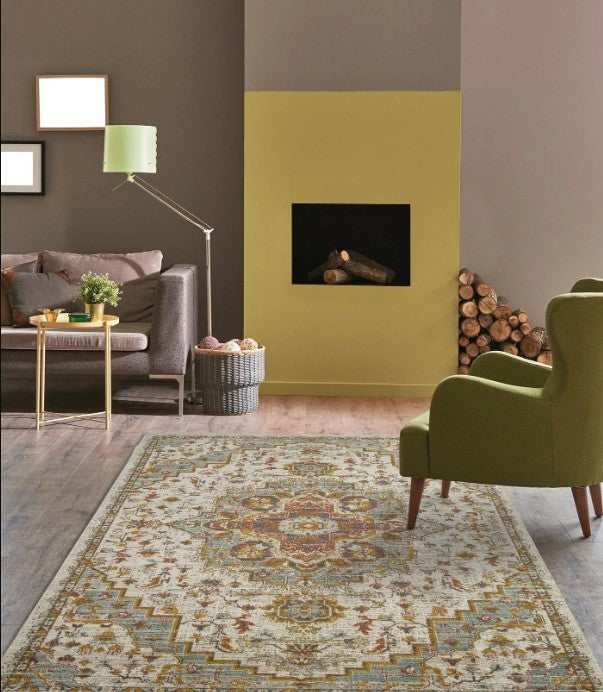 Alcantras Distressed Oriental Medallion Area Rug - Ornate Home
