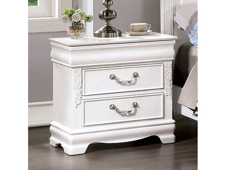 Alecia White Nightstand w/ USB - Ornate Home