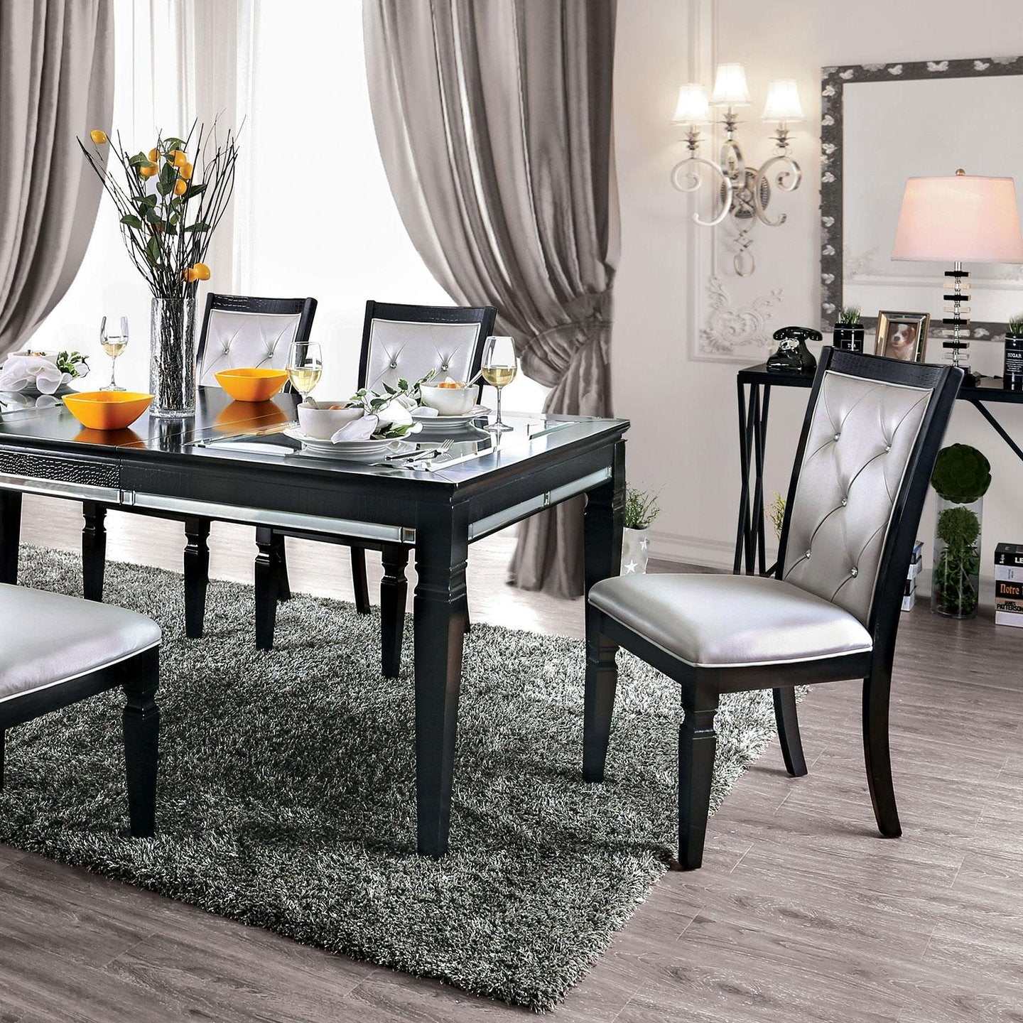 Alena Black & Silver Dining Table - Ornate Home