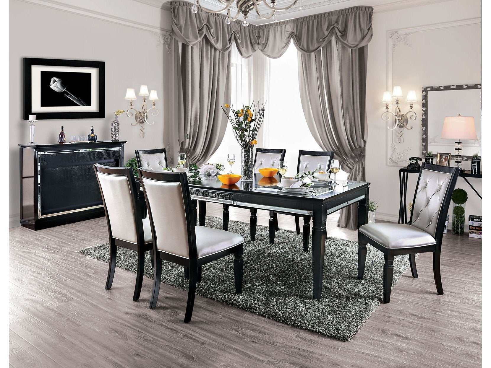 Alena Black & Silver Dining Table - Ornate Home