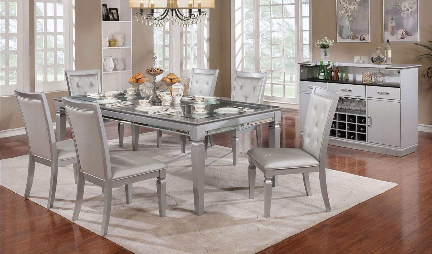 Alena Silver Dining Table - Ornate Home