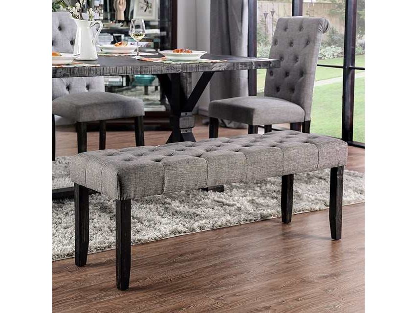 Alfred Antique Black/Light Gray Bench - Ornate Home