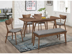 Alfredo Natural Walnut & Grey 5pc Dining Room Set - Ornate Home