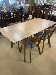 Alfredo Natural Walnut & Grey 5pc Dining Room Set - Ornate Home