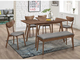 Alfredo Natural Walnut & Grey 6pc Dining Room Set - Ornate Home
