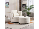 Aliso Crescent Moon Versatile Swivel Barrel Chair and Ottoman Set - Ornate Home