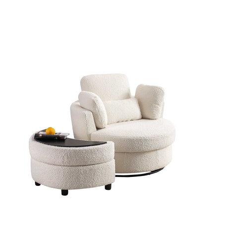 Aliso Crescent Moon Versatile Swivel Barrel Chair and Ottoman Set - Ornate Home