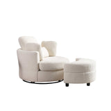 Aliso Crescent Moon Versatile Swivel Barrel Chair and Ottoman Set - Ornate Home