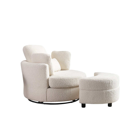 Aliso Crescent Moon Versatile Swivel Barrel Chair and Ottoman Set - Ornate Home