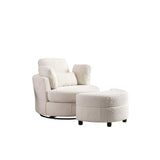 Aliso Crescent Moon Versatile Swivel Barrel Chair and Ottoman Set - Ornate Home