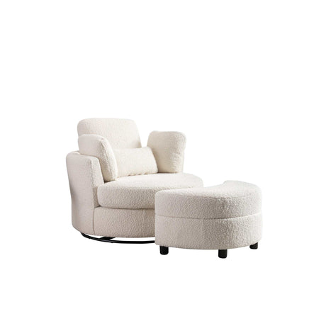 Aliso Crescent Moon Versatile Swivel Barrel Chair and Ottoman Set - Ornate Home