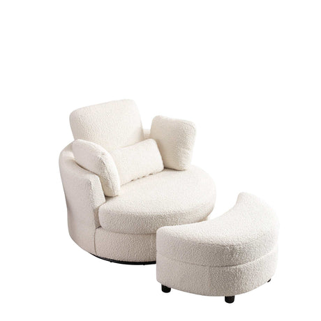 Aliso Crescent Moon Versatile Swivel Barrel Chair and Ottoman Set - Ornate Home