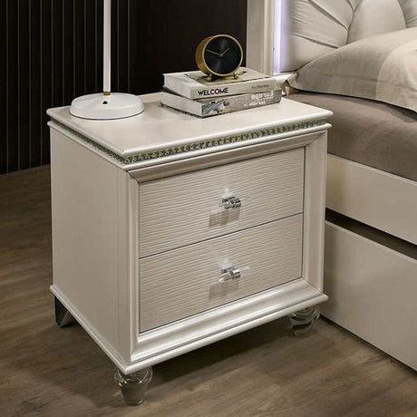 Allie Pearl White Nightstand - Ornate Home