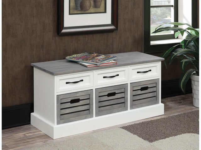 Alma White & Weathered Grey Storage Bench - Ornate Home
