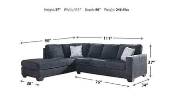 Altari Slate 2pc Sectional Sofa w/ Chaise - Ornate Home