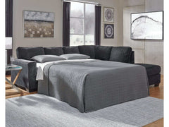 Altari Slate Full Sleeper Sectional Sofa w/ RAF Chaise - Ornate Home