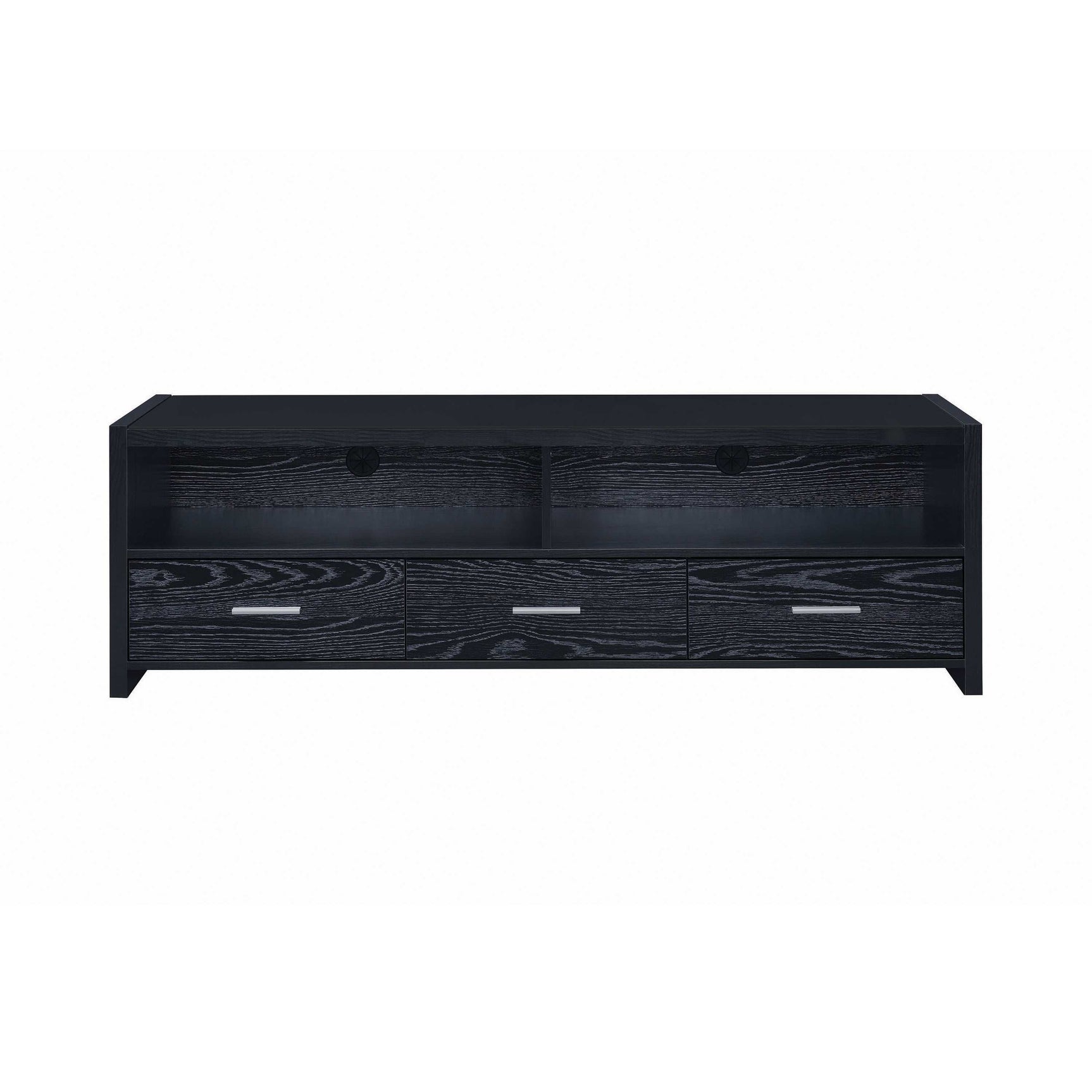 Alton Black Oak 3 Drawer TV Console 62″ - Ornate Home
