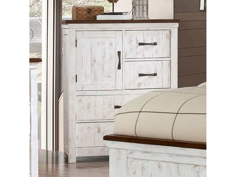 Alyson Distressed White/Walnut Chest - Ornate Home