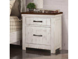 Alyson White & Walnut Nightstand w/ USB Plug - Ornate Home