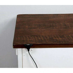 Alyson White & Walnut Nightstand w/ USB Plug - Ornate Home