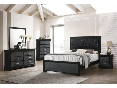 Amalia Black Upholstered Panel Bedroom Set - Ornate Home
