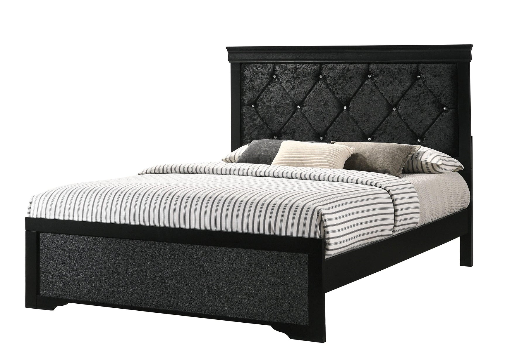 Amalia Black Upholstered Panel Bedroom Set - Ornate Home