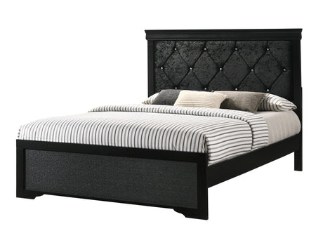 Amalia Black Upholstered Panel Bedroom Set - Ornate Home