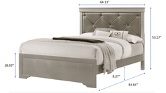 Amalia Silver Queen Upholstered Panel Bed - Ornate Home