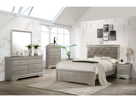 Amalia Silver Upholstered Panel Bedroom Set - Ornate Home