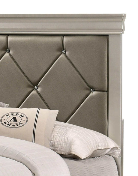 Amalia Silver Upholstered Panel Bedroom Set - Ornate Home
