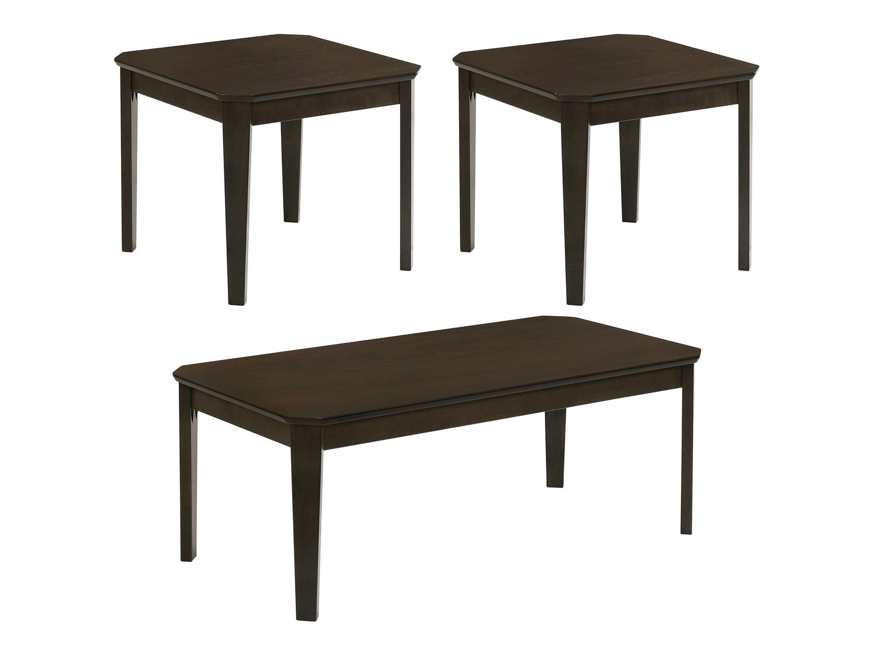Amaro Dark Brown 3 Pc Coffee Table Set - Ornate Home