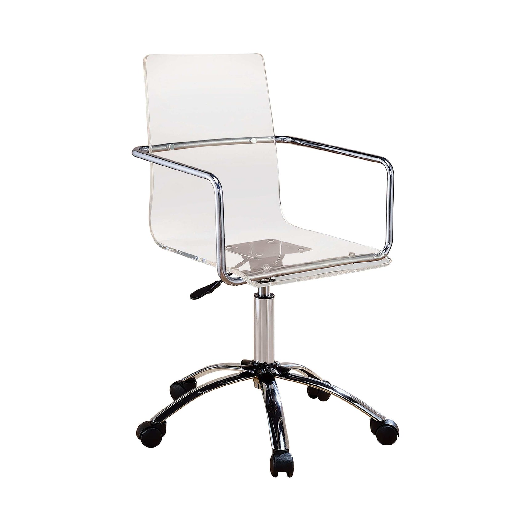 Amaturo Clear & Chrome Office Chair w/ Casters - Ornate Home