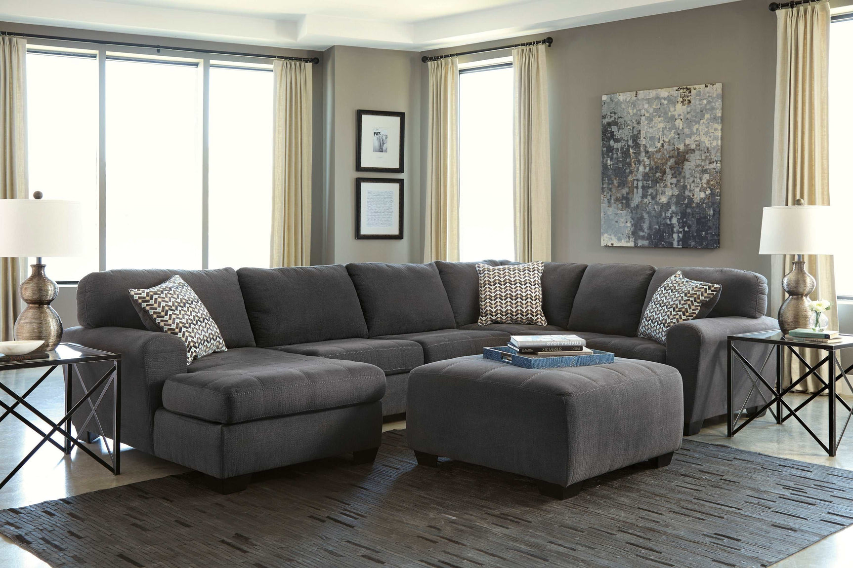 Ambee Slate 3pc LAF Chaise Sectional - Ornate Home