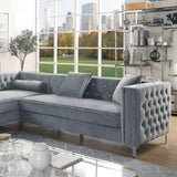 Amie Gray L Shape Sectional Sofa w/ Storage Chaise - Ornate Home