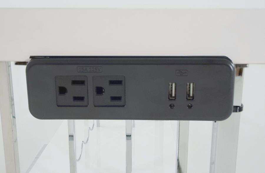 Ammaar White & Chrome Bar Cabinet w/ Glass Shelf - Ornate Home