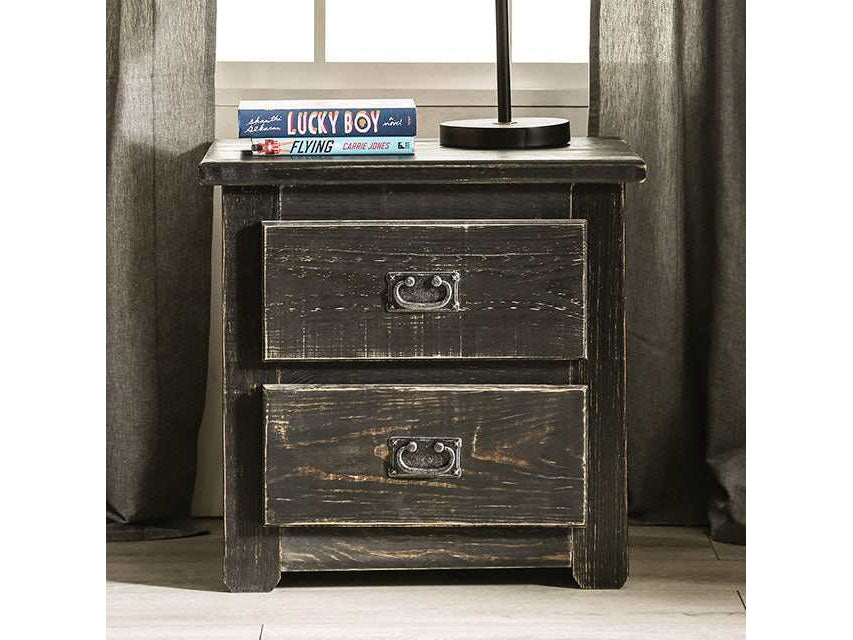Ampelios Wire-Brushed Black Nightstand - Ornate Home