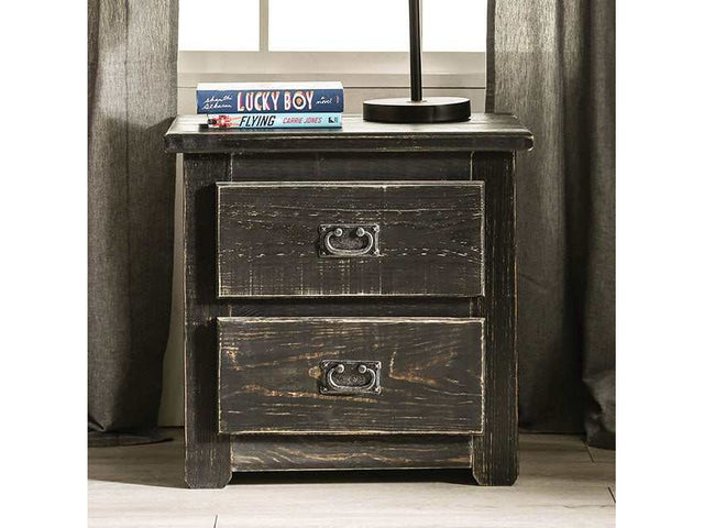Ampelios Wire-Brushed Black Nightstand - Ornate Home