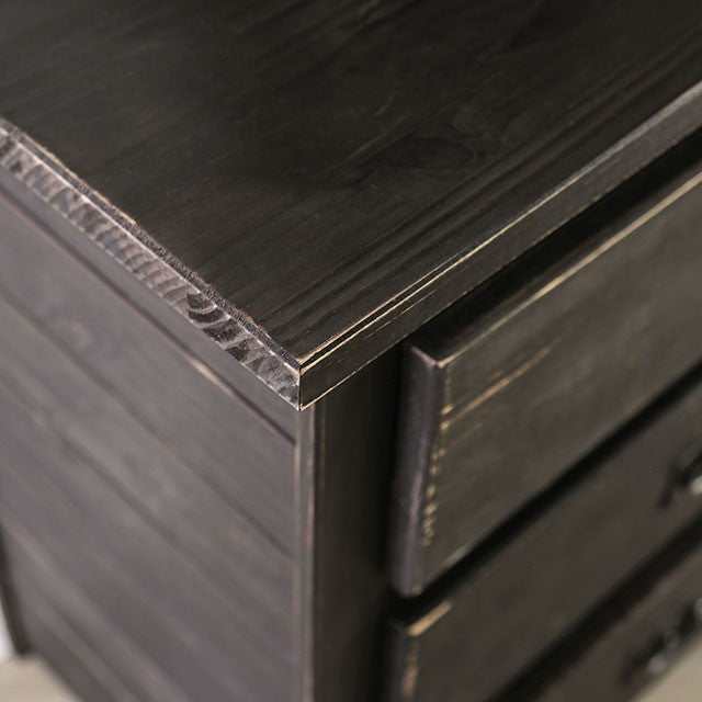 Ampelios Wire-Brushed Black Nightstand - Ornate Home