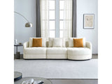 Anacapa 113" Ivory Teddy Sherpa Fabric Sofa, Mid Century Modern L-shape - Ornate Home