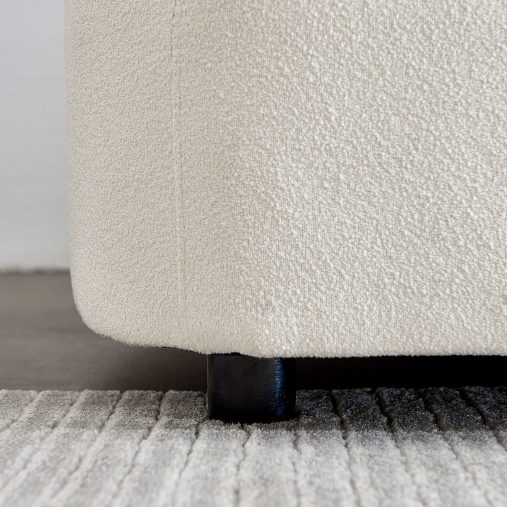 Anacapa 113" Ivory Teddy Sherpa Fabric Sofa, Mid Century Modern L-shape - Ornate Home