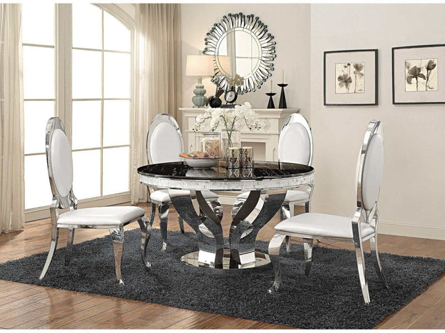 Anchorage Chrome 5pc Round Dining Set - Ornate Home