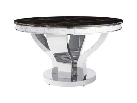Anchorage Chrome & Black Round Dining Table - Ornate Home